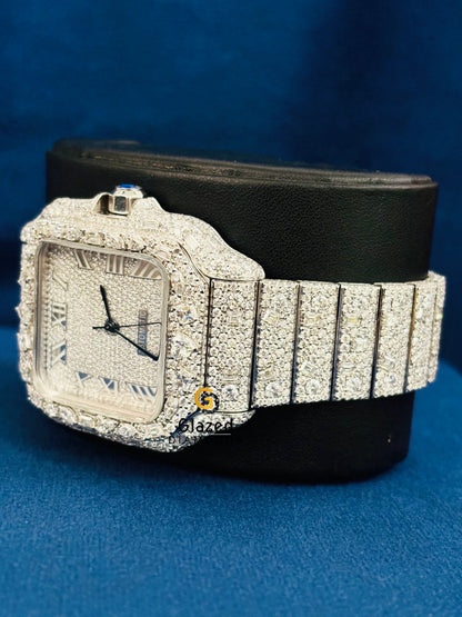 Roman Number Multi Shape Moissanite Bust Down Watch