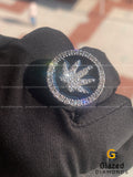 Men's Iced Moissanite Diamond Weed Marijuana Leaf Pinky Ring