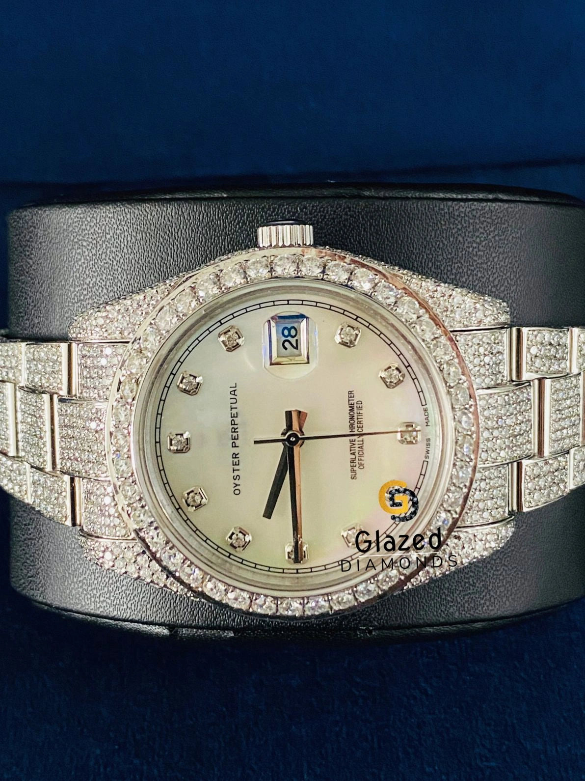 Full Diamond Studed Bust Down D Colorless Moissanite Watch