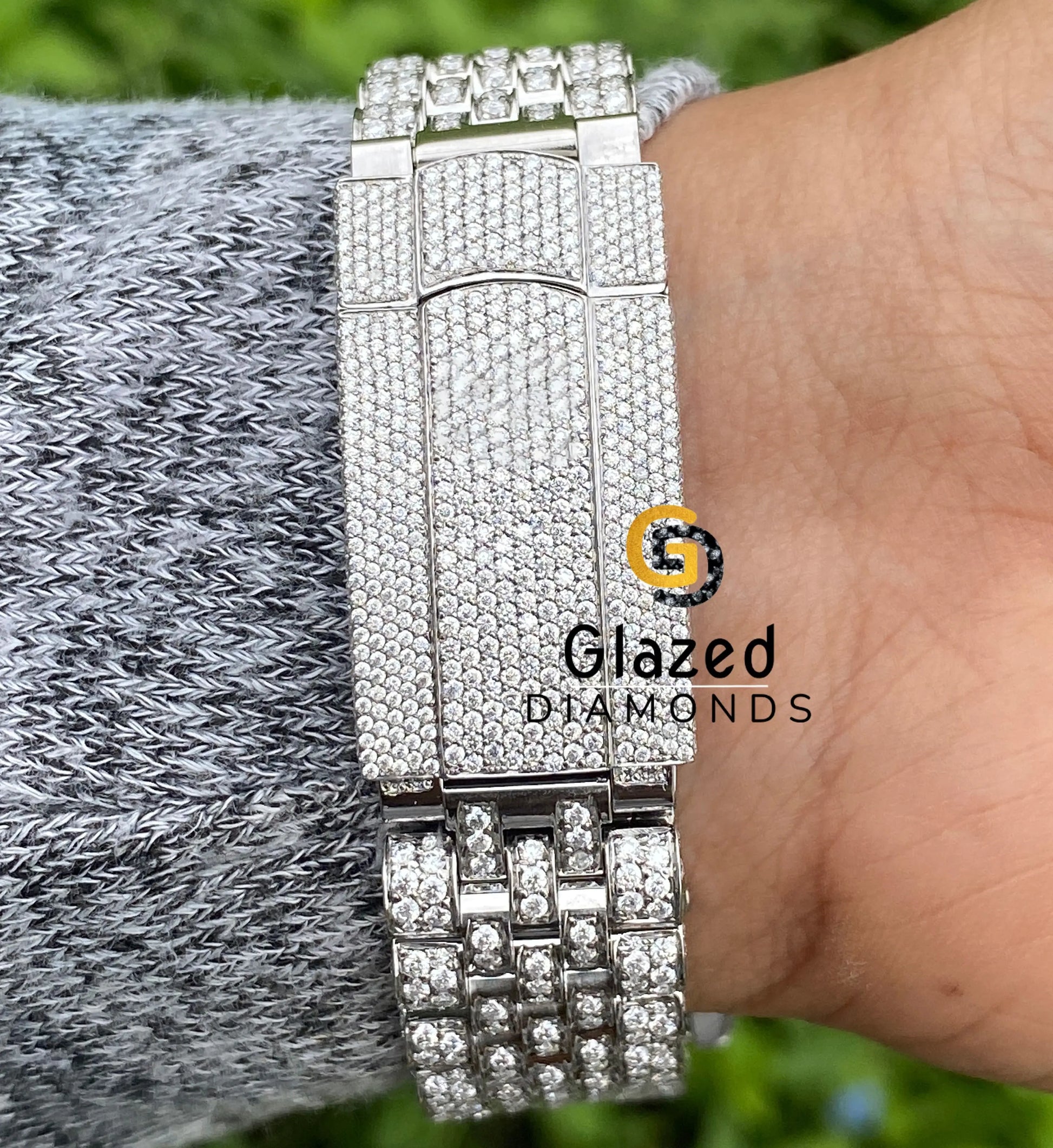 Full White Diamond Flooded Watch