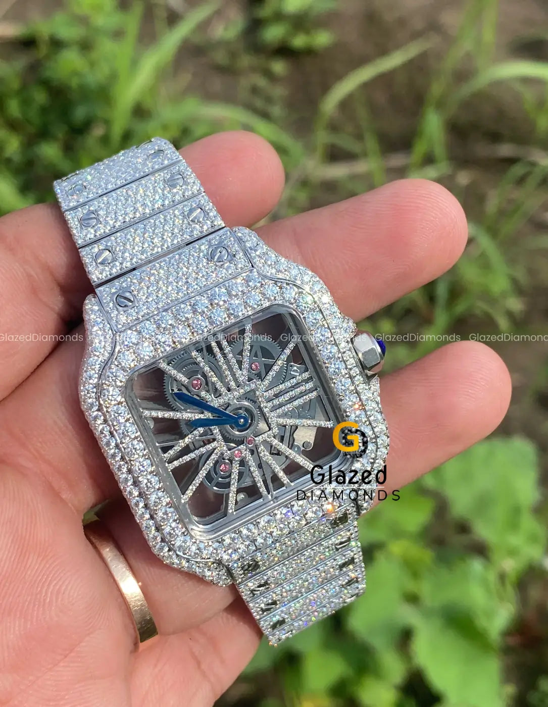 Fully White Ice Loaded Skeleton Moissanite Diamond Watch