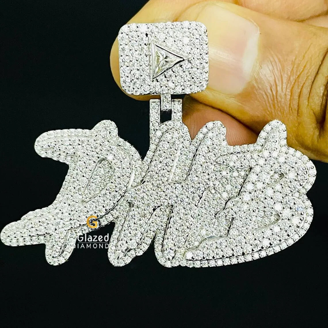 DHB Letter Name Custom Fully Iced Out Moissanite Pendant