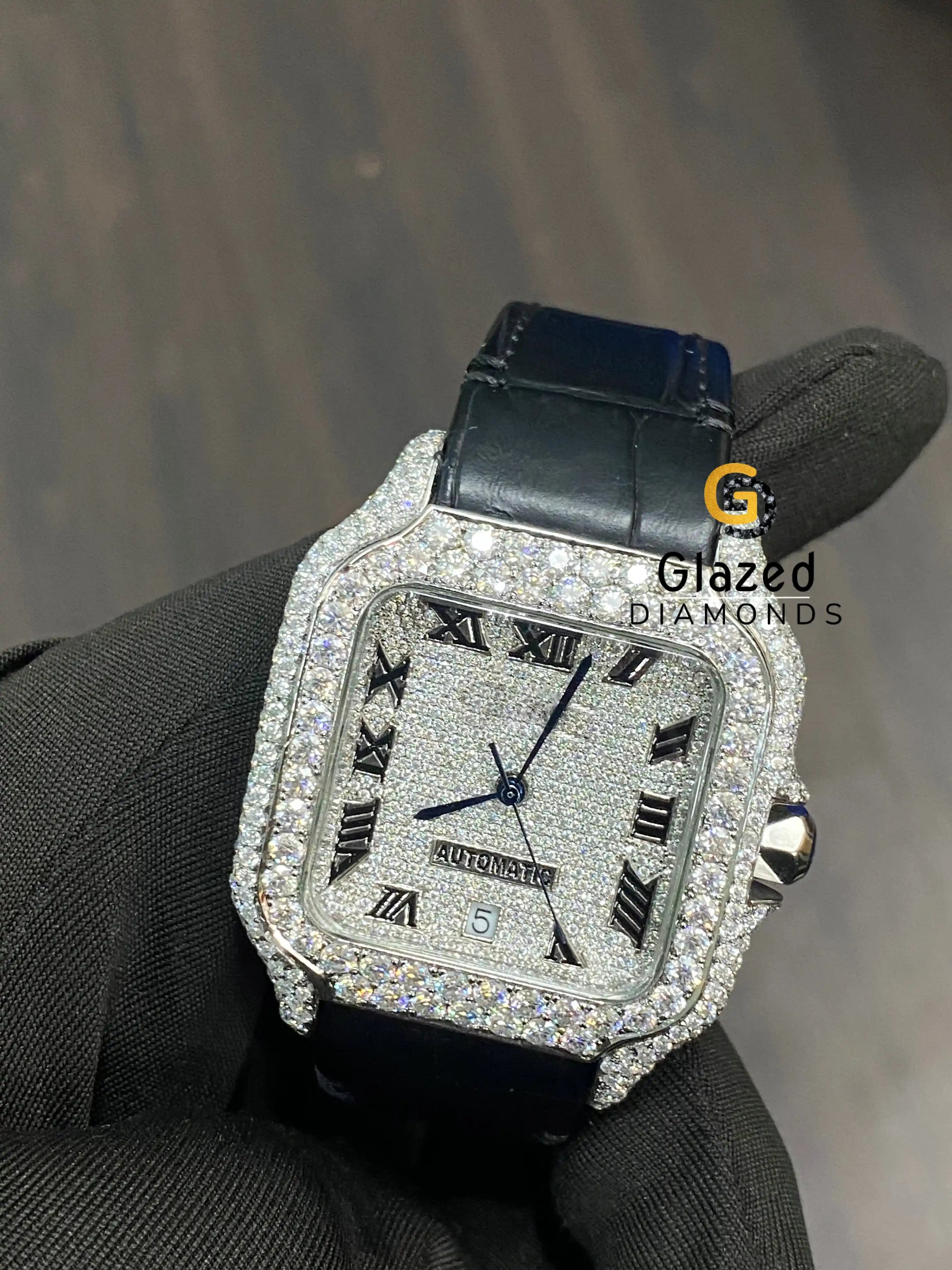 New Roman Numeral VVS Moissanite Dial Studded Luxury Watch