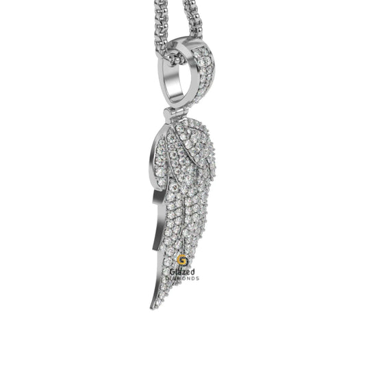 VVS Moissanite Diamond Iced Angel Wing Pendant