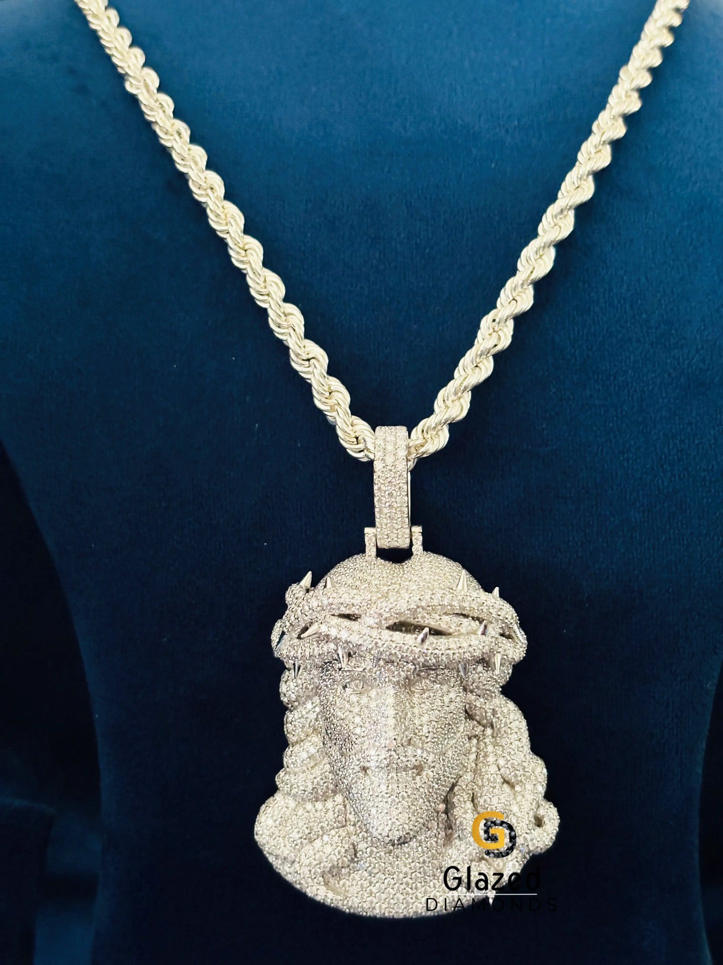 Fully Studded Jesus Face Moissanite Pendant 925 Silver