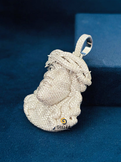 Fully Studded Jesus Face Moissanite Pendant 925 Silver