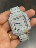 Classic Fully White Bust Down Rapper Hip Hop Moissanite Watch