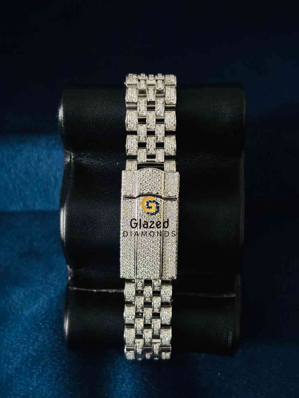 Fully Diamond Studded Baguette Bar Dial Moissanite Watch