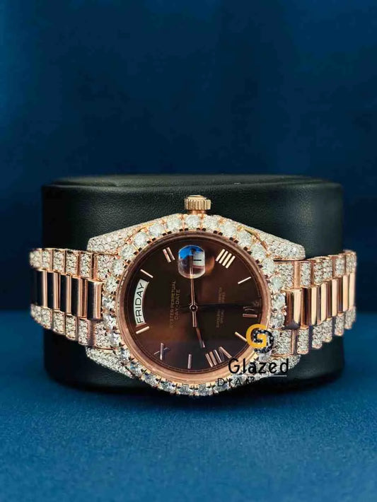 Fully Iced Half Studded Moissanite Hip Hop Watch