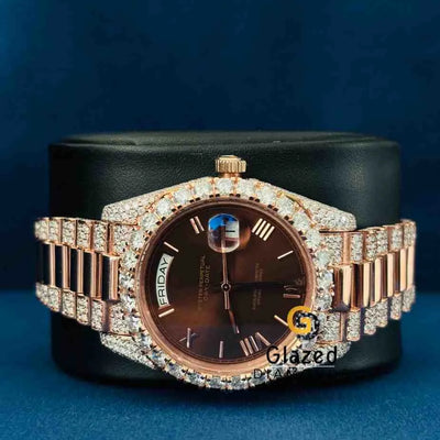 Fully Iced Half Studded Moissanite Hip Hop Watch