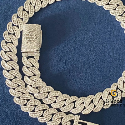 Fully Iced Out 18MM Round VVs Moissanite Cuban Link Chain