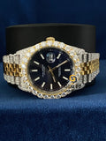 Fully Iced Out Black Stick Dial VVs Moissanite Watch