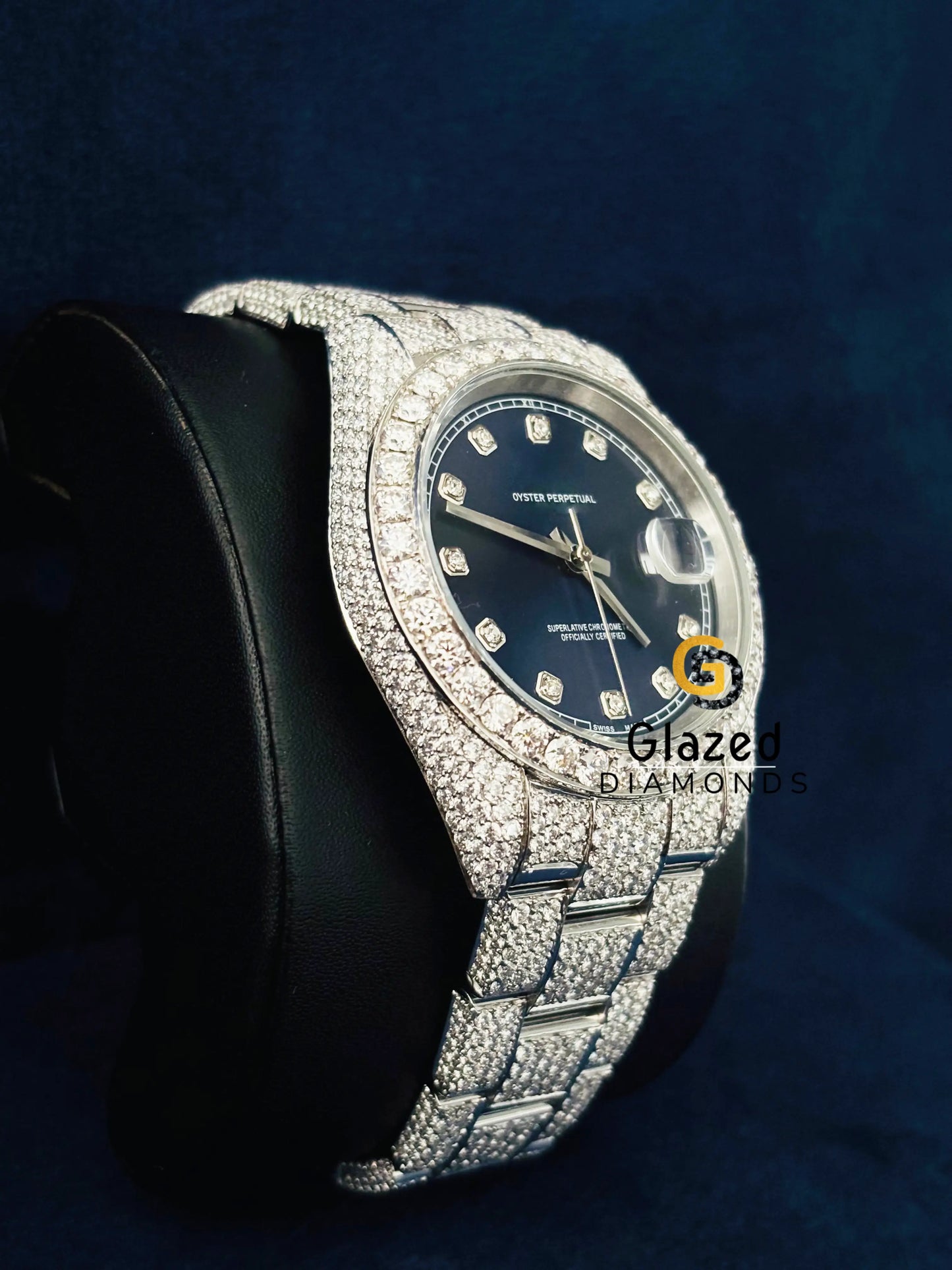 Fully Iced Out Blue Dial VVs Moissanite Diamond Studded Watch