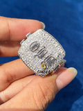925 Silver Round VVs Moissanite Diamond Studded Hip Hop Ring