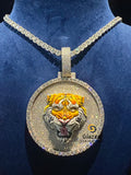 Fully Iced Out Custom Tiger Enamel Diamond Studded Pendant