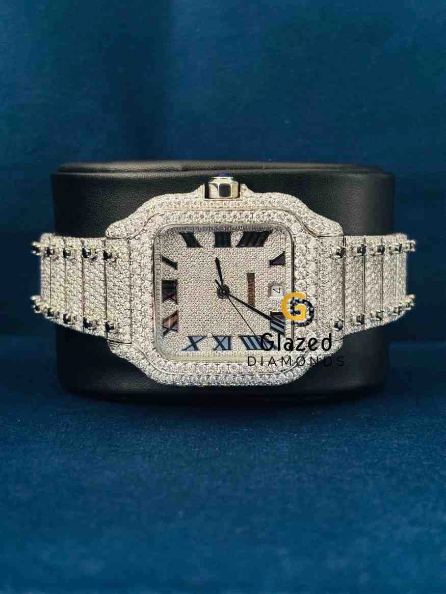 Fully Iced Out Moissanite Hip Hop Watch