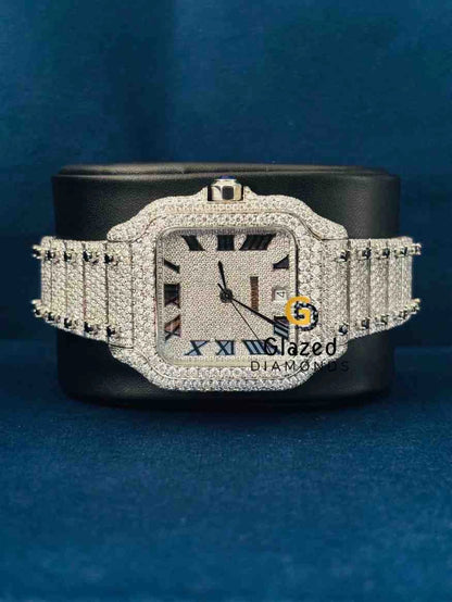 Fully Iced Out Moissanite Hip Hop Watch