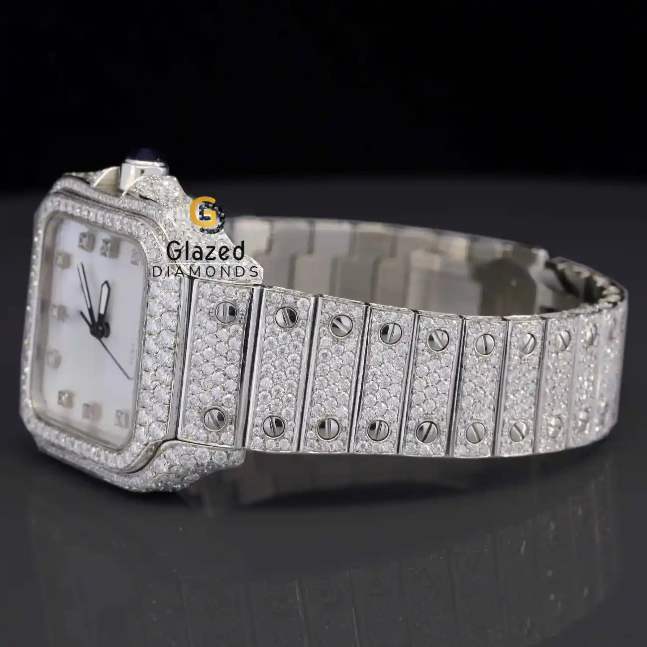 Fully Iced Out Moissanite White Watch