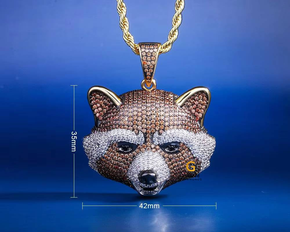 Fully Iced Out Raccoon Moissanite Pendant