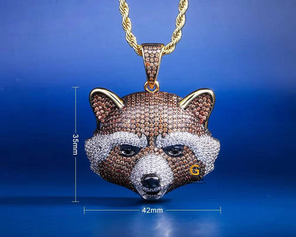 Fully Iced Out Raccoon Moissanite Pendant