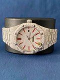 Fully Iced Out Red Roman Dial VVs Moissanite Diamond Watch