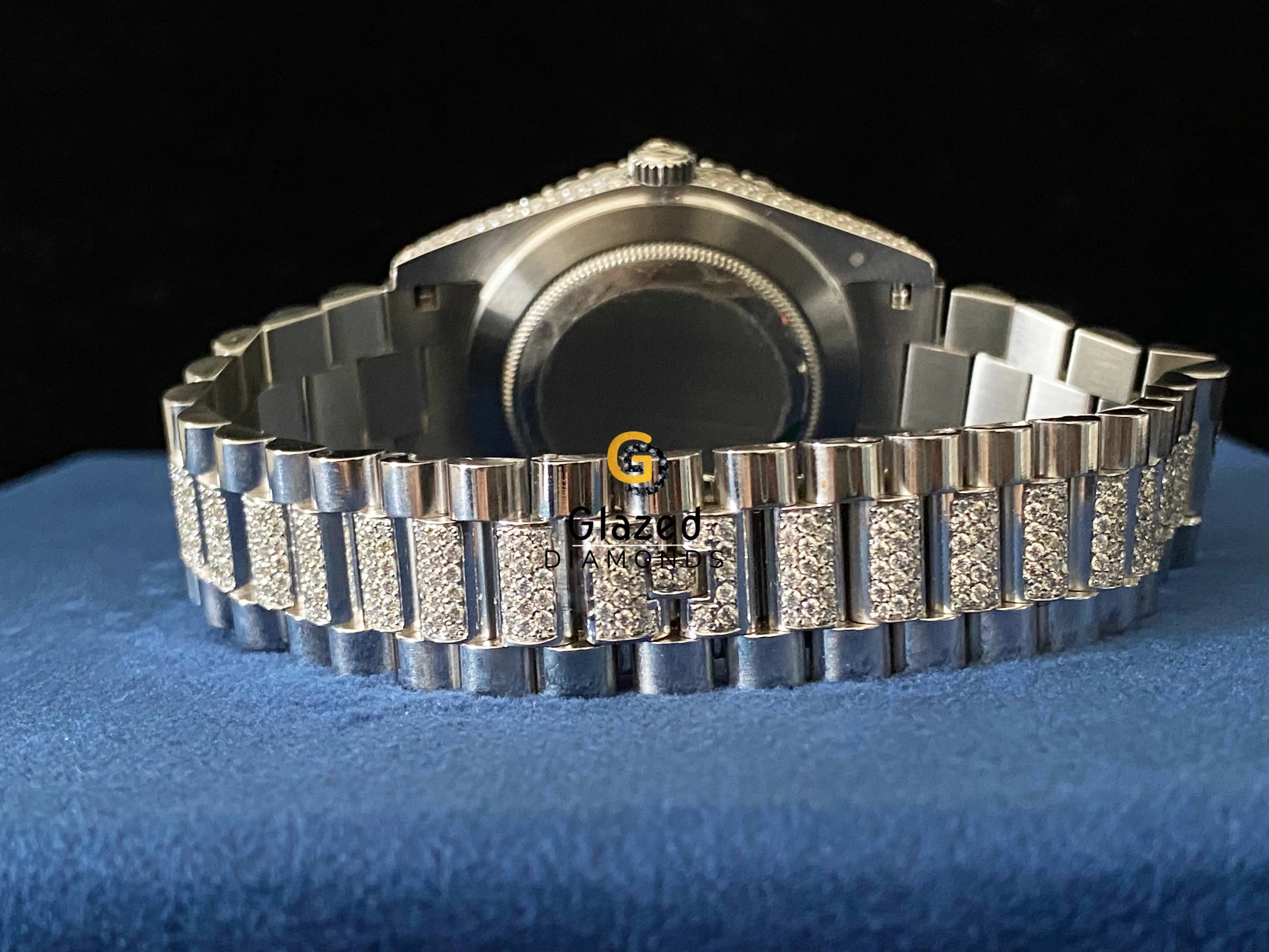 Fully Iced Out Roman Green Dail Bezel VVS Moissanite Watch