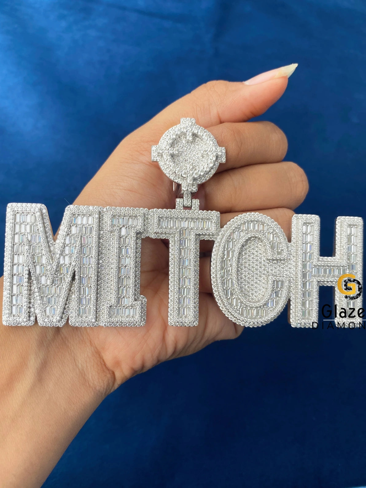 Fully Iced Out Round_Baguette Moissanite Pendant