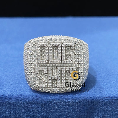 Fully Iced Out Round VVS Moissanite Ring