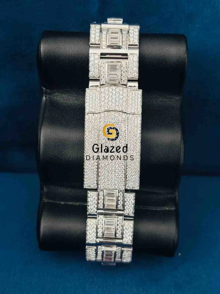 Fully Iced Out Stainless Steel Moissanite Wrist Watch