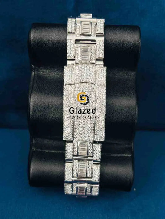 Fully Iced Out Stainless Steel Moissanite Wrist Watch