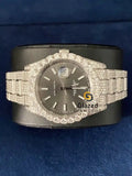 Fully Iced Out Stick Gray Dial D Colorless Moissanite Watch