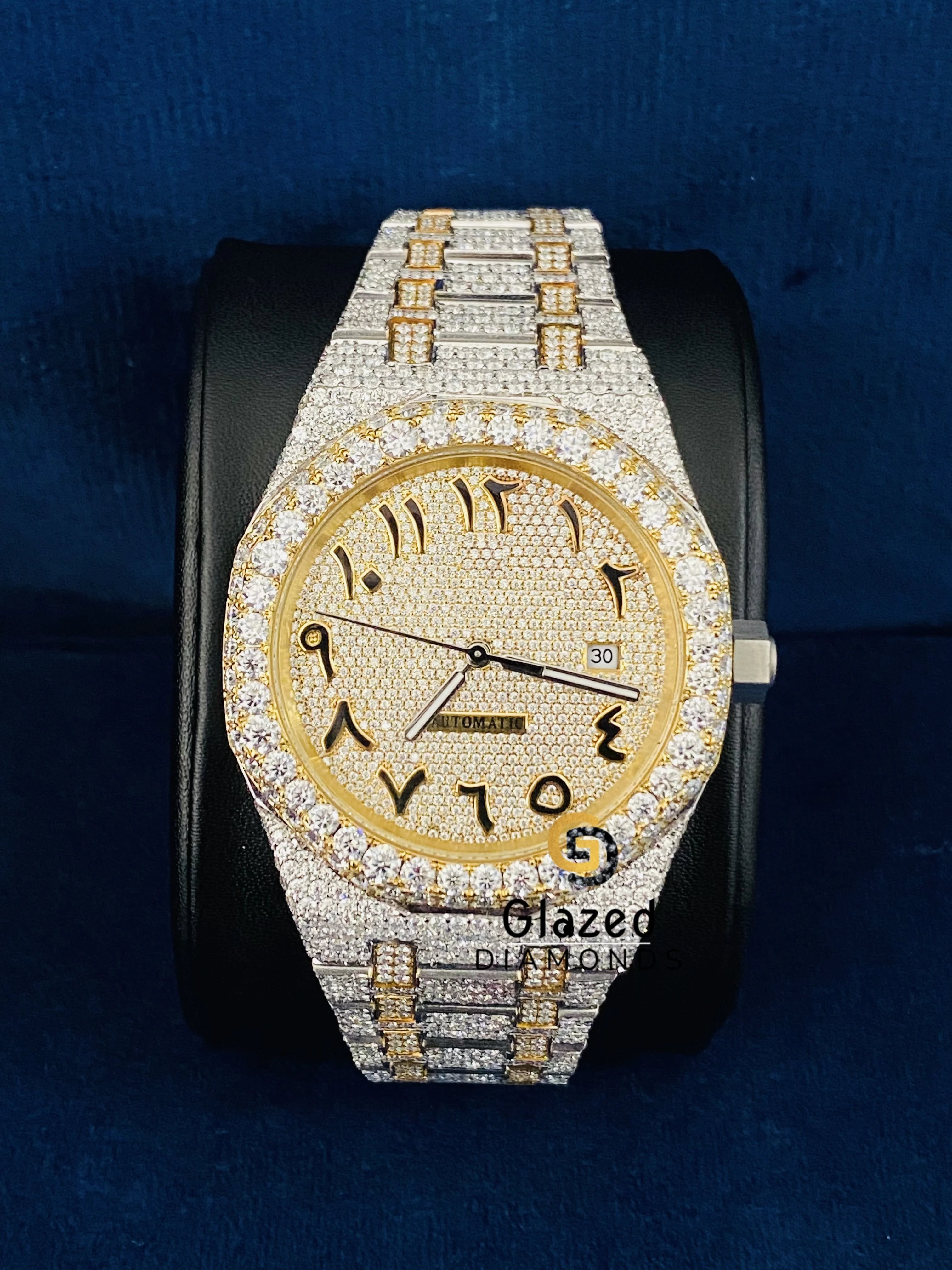 Fully Iced Out Two Tone Moissanite Watch