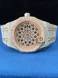 Fully Iced Out Unique Pattern Two Tone VVS Moissanite Watch