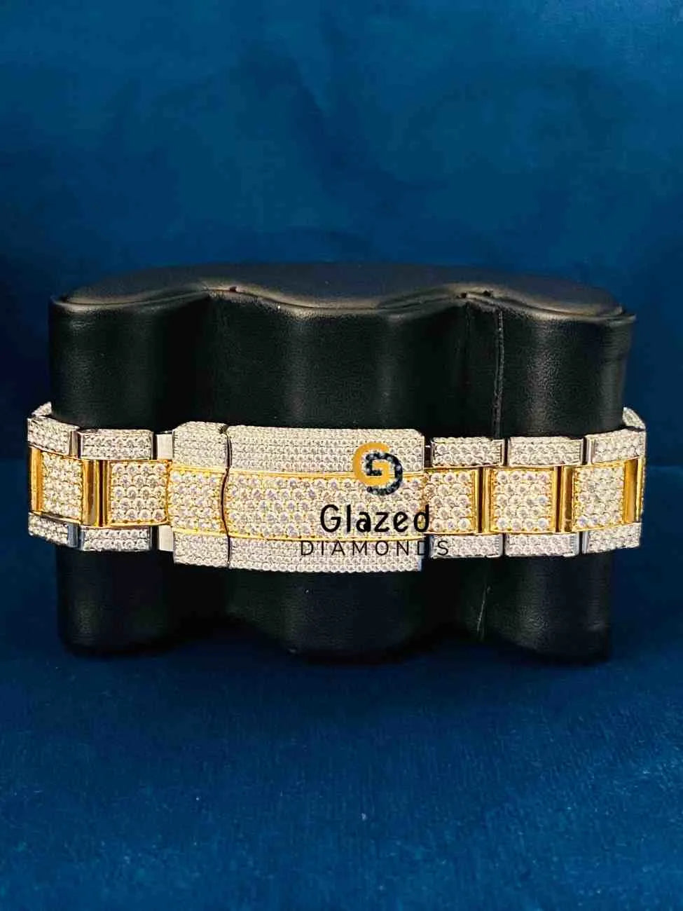 Fully Iced Two Tone Sky Dweller Moissanite Watch For Men