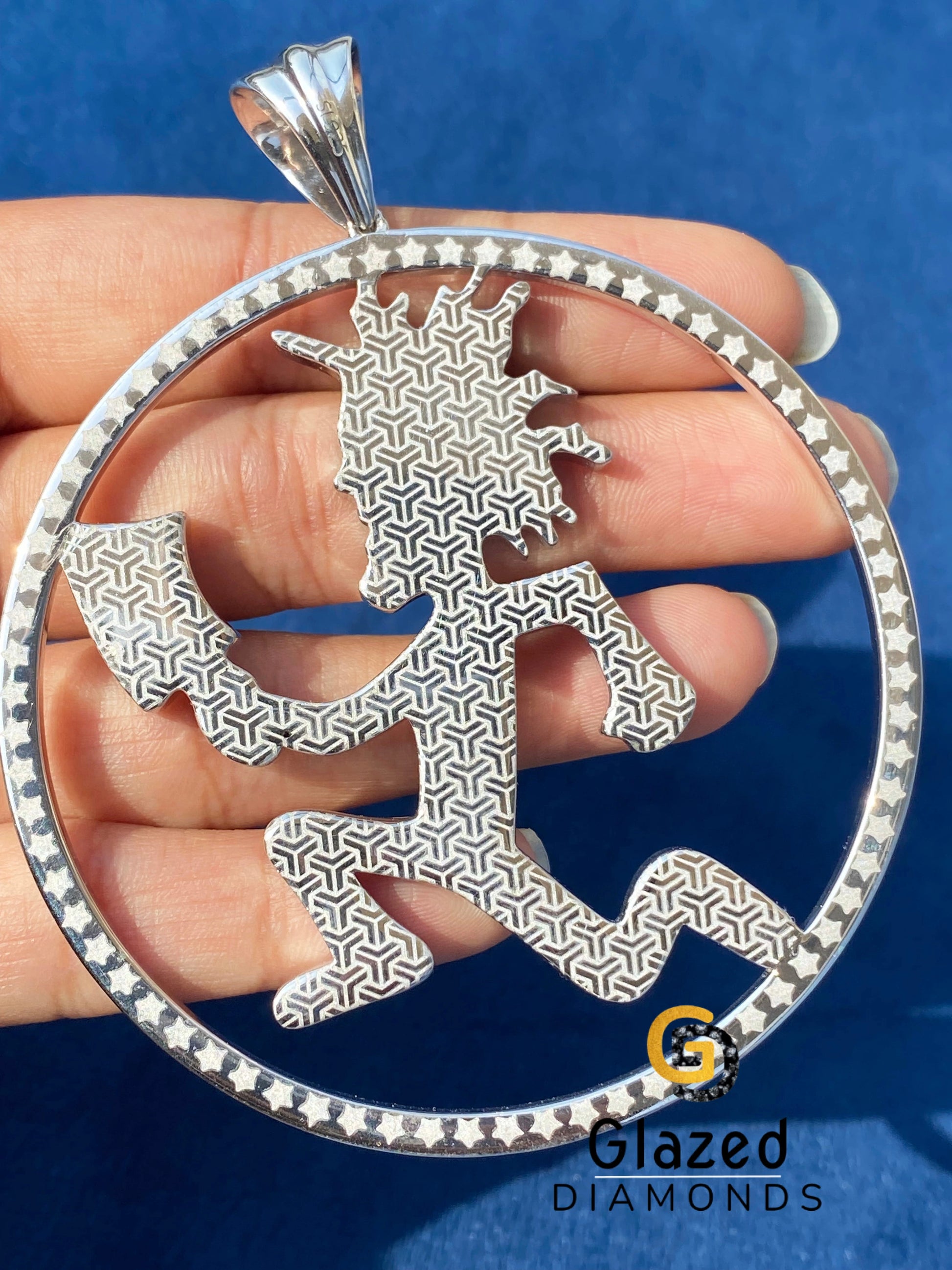 Fully Moissanite Circle ICP Hatchet Man Pendant 
