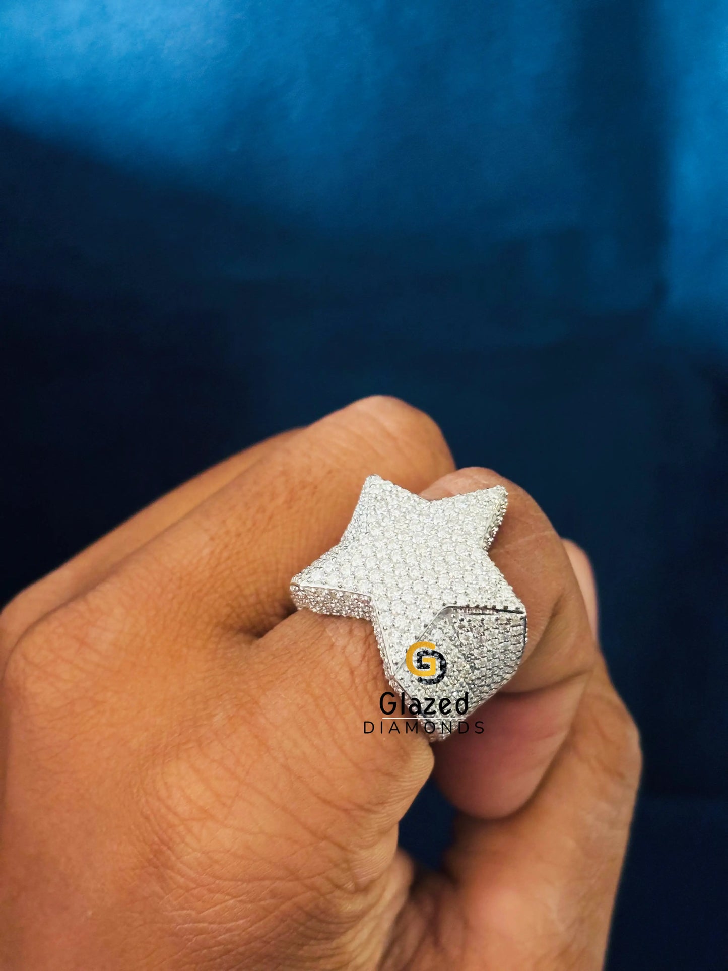 Fully Studded Moissanite Star Hip Hop Ring