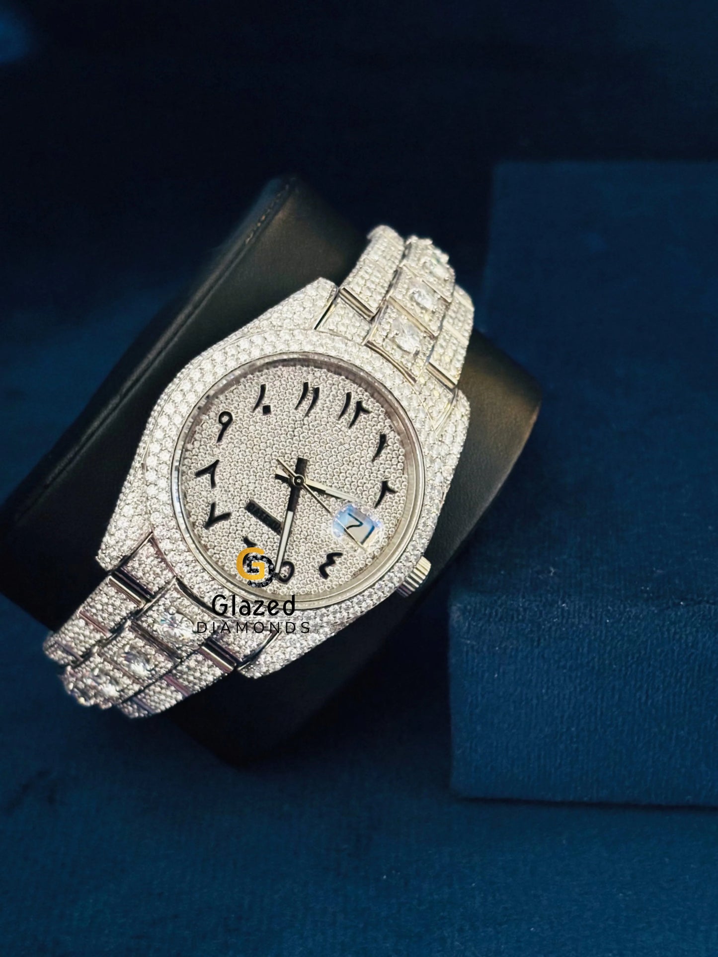 Fully White Arabic Number Moissanite Fully Iced Out Big Diamond Watch