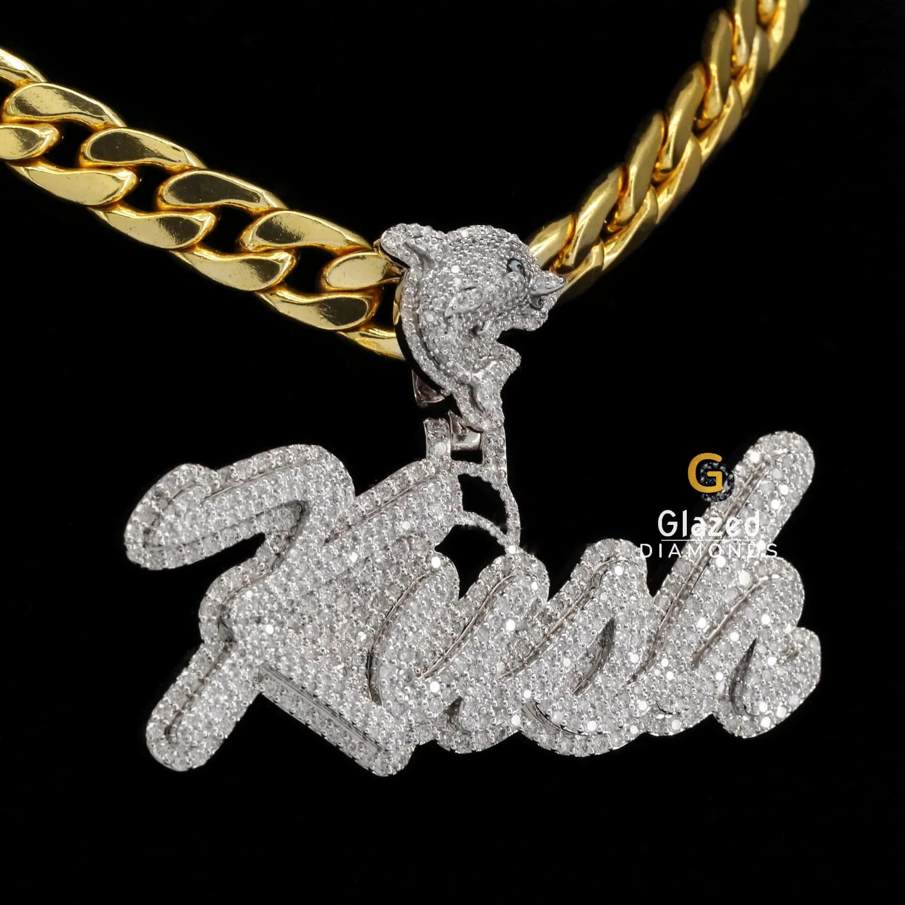 Bust Down Custom Kush Name Moissanite Diamond Hip Hop Pendant