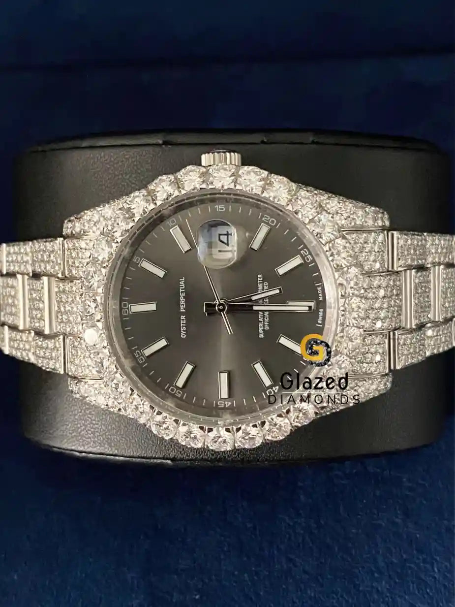 Gray Stick Dial VVs Moissanite Hip Hop Watch