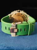 Arabic Face Dial Bust Down Green Silicone Strap VVs Moissanite Watch