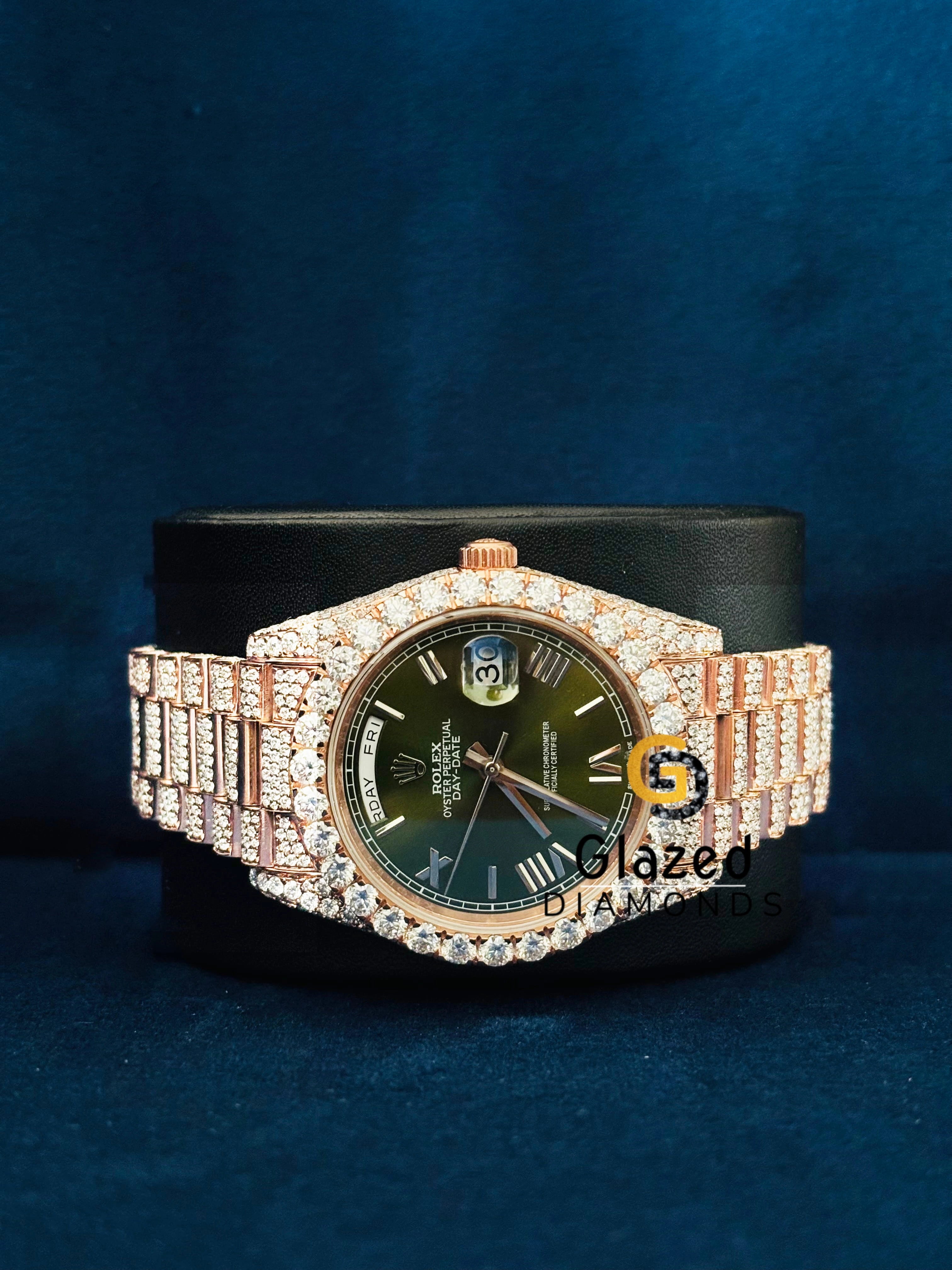 Green Dial Iced Out Moissanite Hip Hip Watch