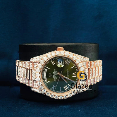 Green Dial Iced Out Moissanite Hip Hip Watch