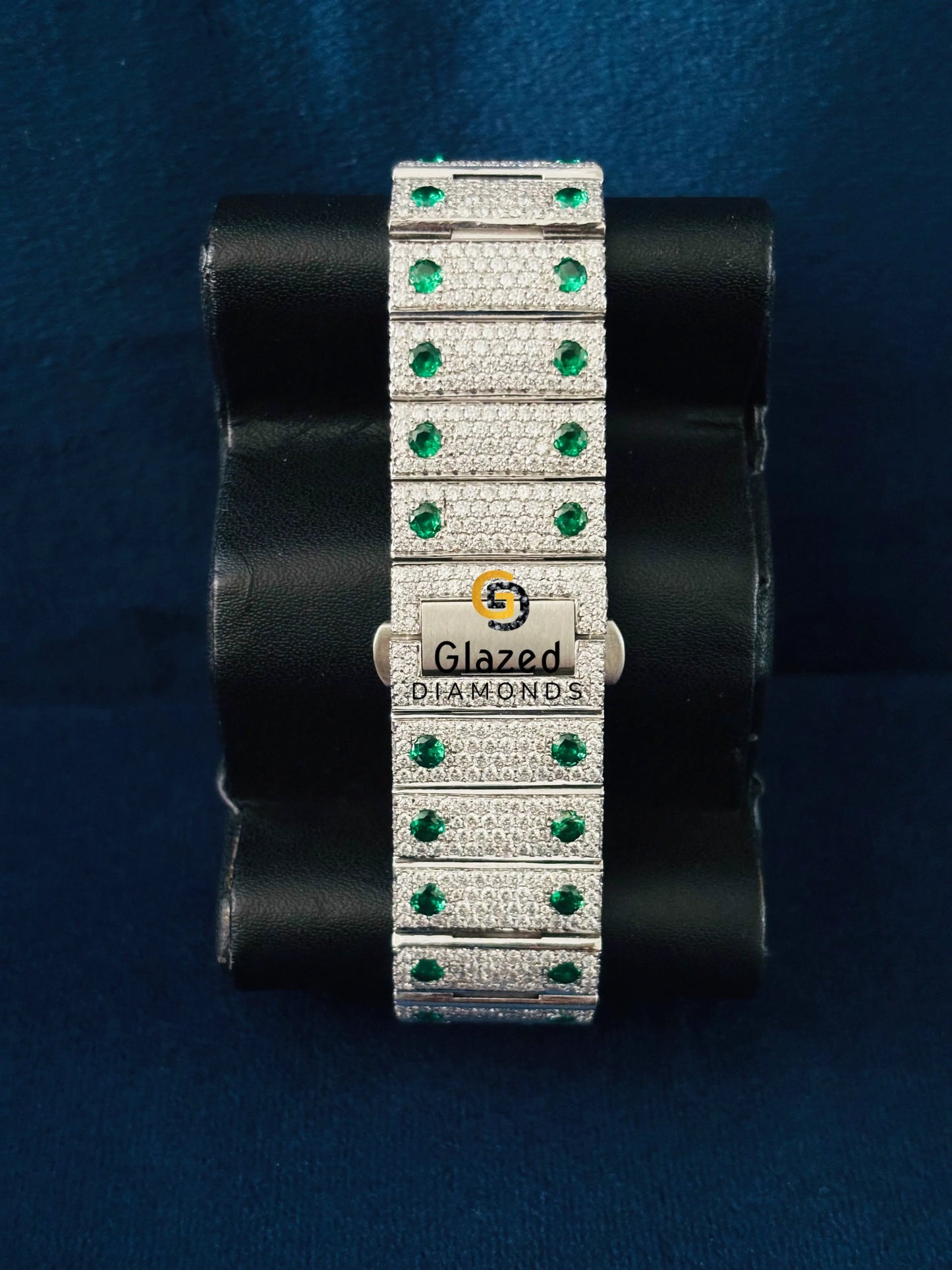 Green Dial Moissanite Iced Out Roman Number Watch
