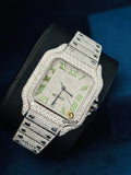 Green Dial Round Moissanite D Colorless Hip Hop Watch