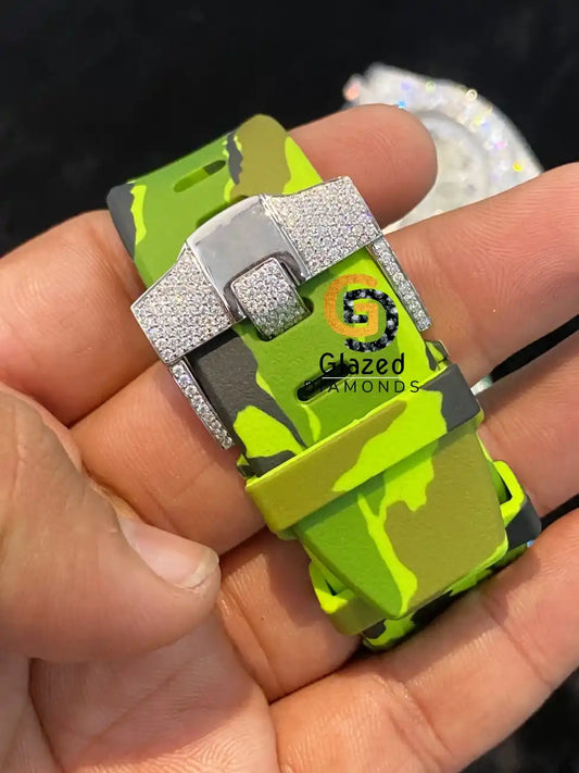 Green Multi Dial Iced Out Moissanite Watch