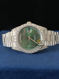 Green Roman Dial Bezel VVS Moissanite Fully Iced Out Watch