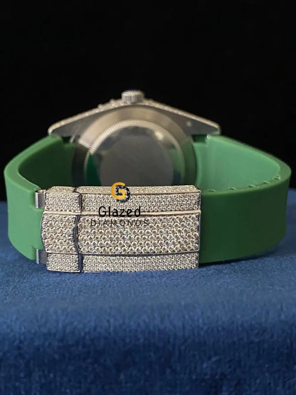 Green Stick Dial Bust Down Hip Hop Moissanite VVS Watch