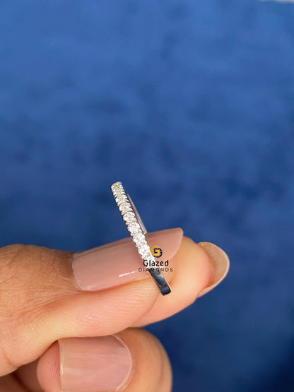 Half Eternity 14K White Gold Round Moissanite Wedding Band