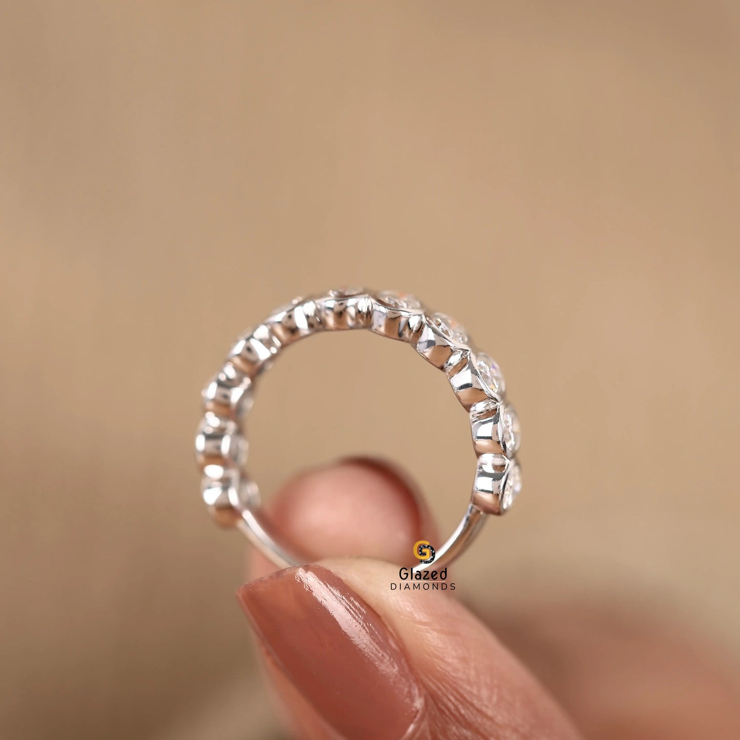 Half Eternity Lab Diamond Wedding Band For Her