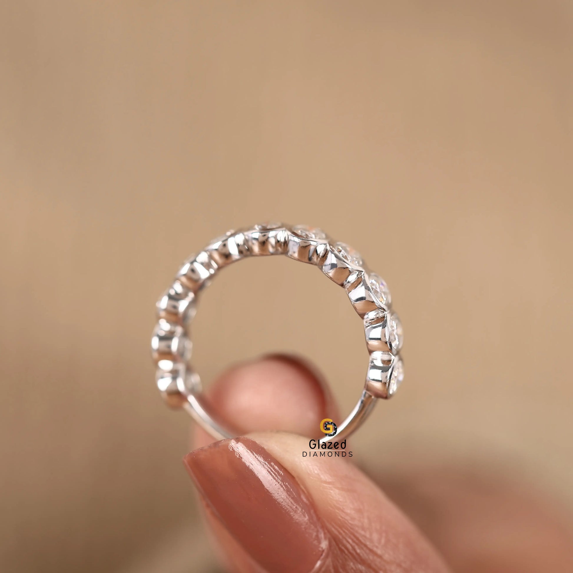Half Eternity Lab Diamond Wedding Band For Her